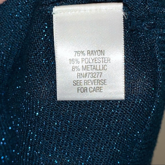 Elle Sparkly Dark Turquoise 3/4 Sleeve Blouse L - Picture 4 of 7